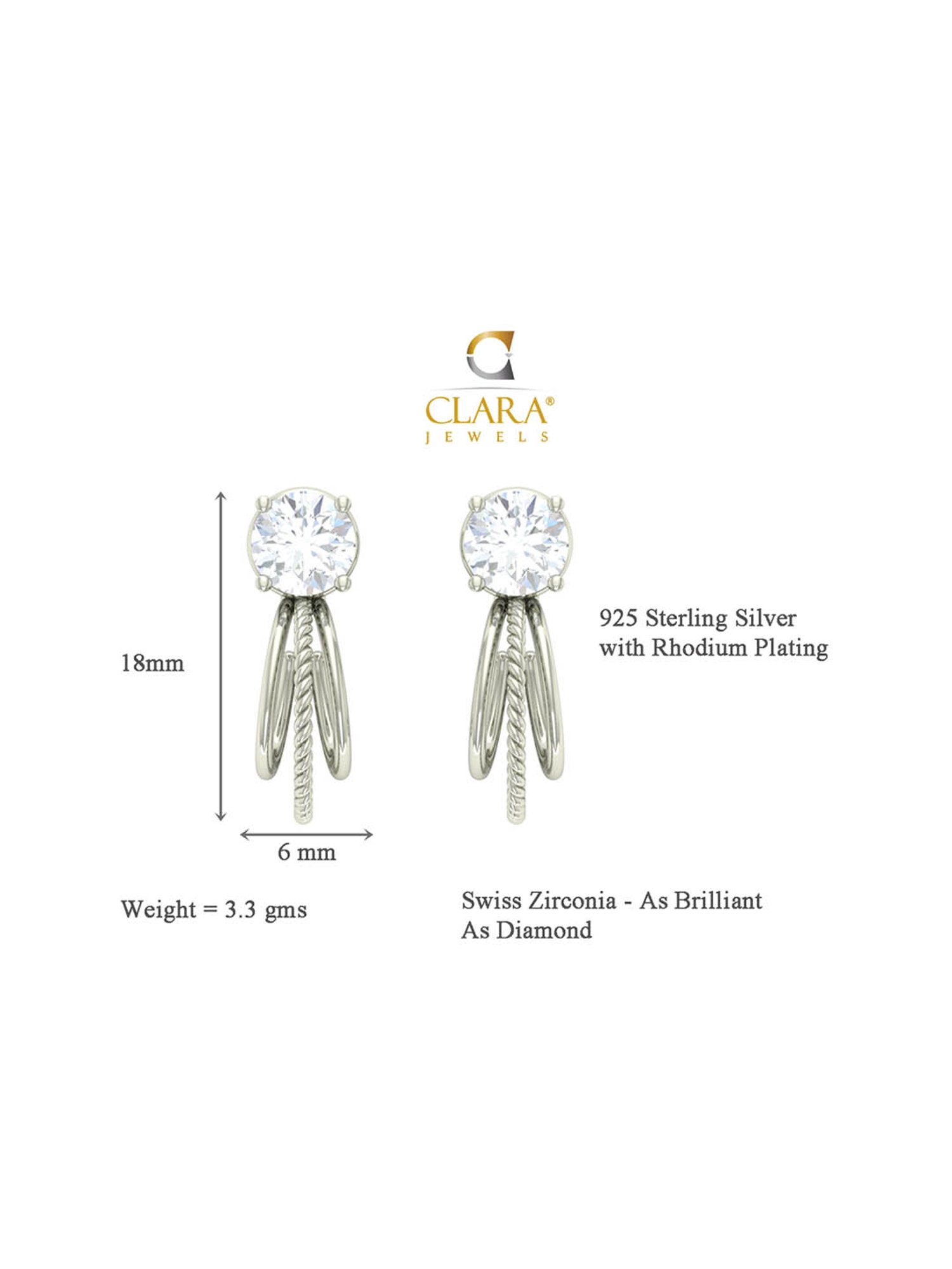 Clara 92.5 Sterling Silver Sophie Earrings for Women