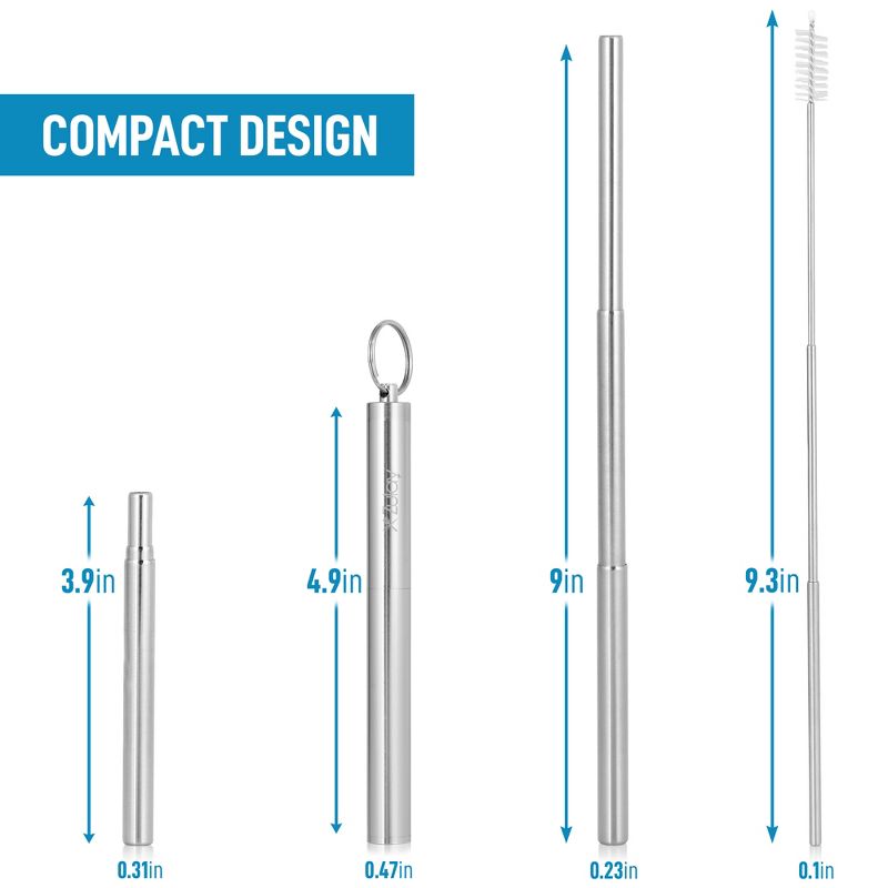 Zulay Kitchen Eco-Friendly Collapsible Straw Reusable With Case and Cleaning Tool