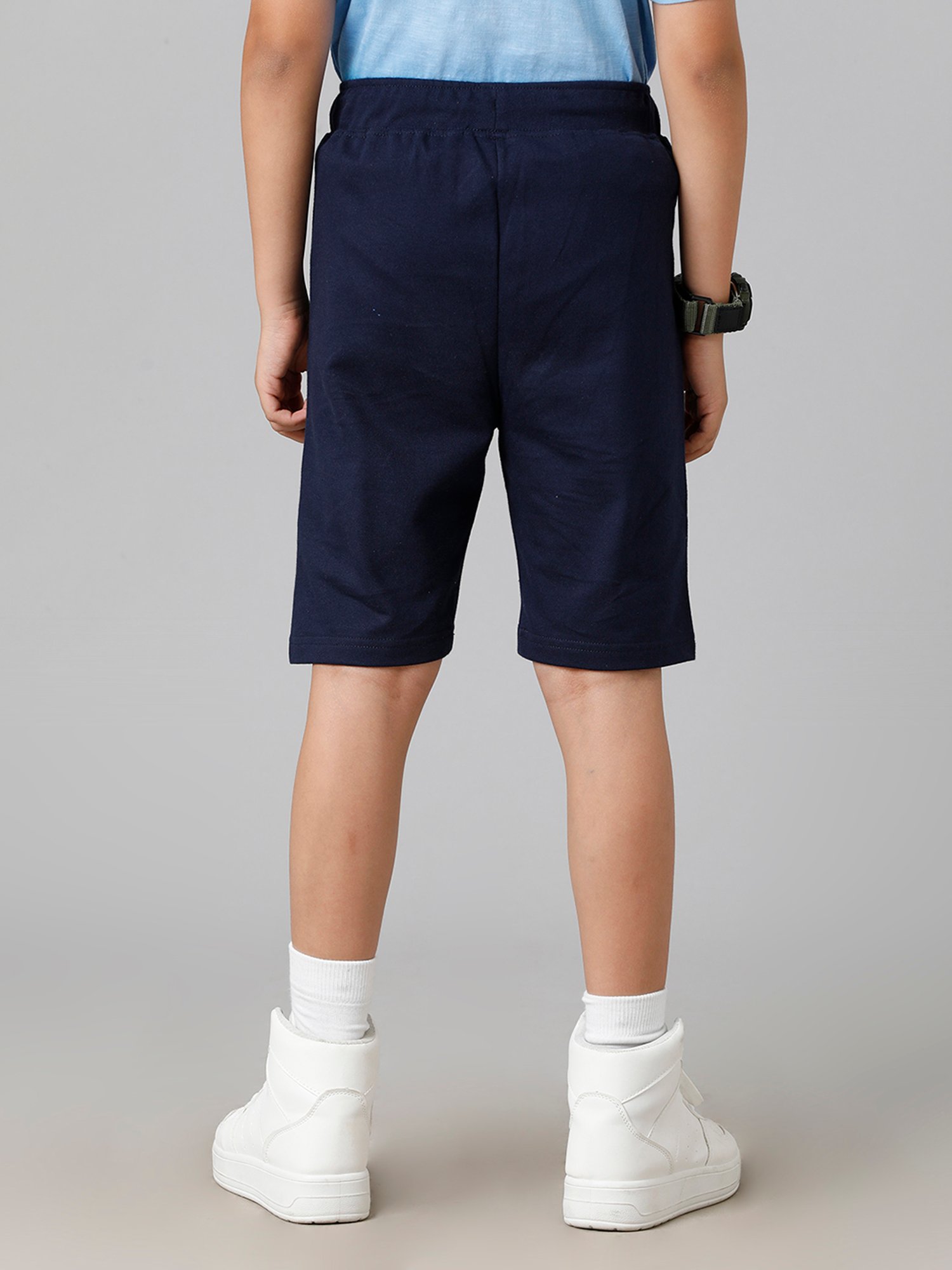 Under Fourteen Only Boys Navy Solid Shorts