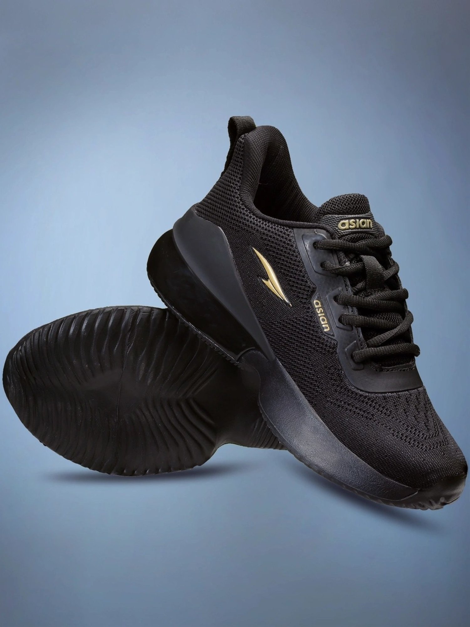 Asian Kids Black Running Shoes