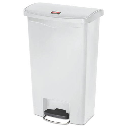 Rubbermaid - FG1883557 - Slim Jim Resin Step-On Container, Front Step Style, 13 gal, White