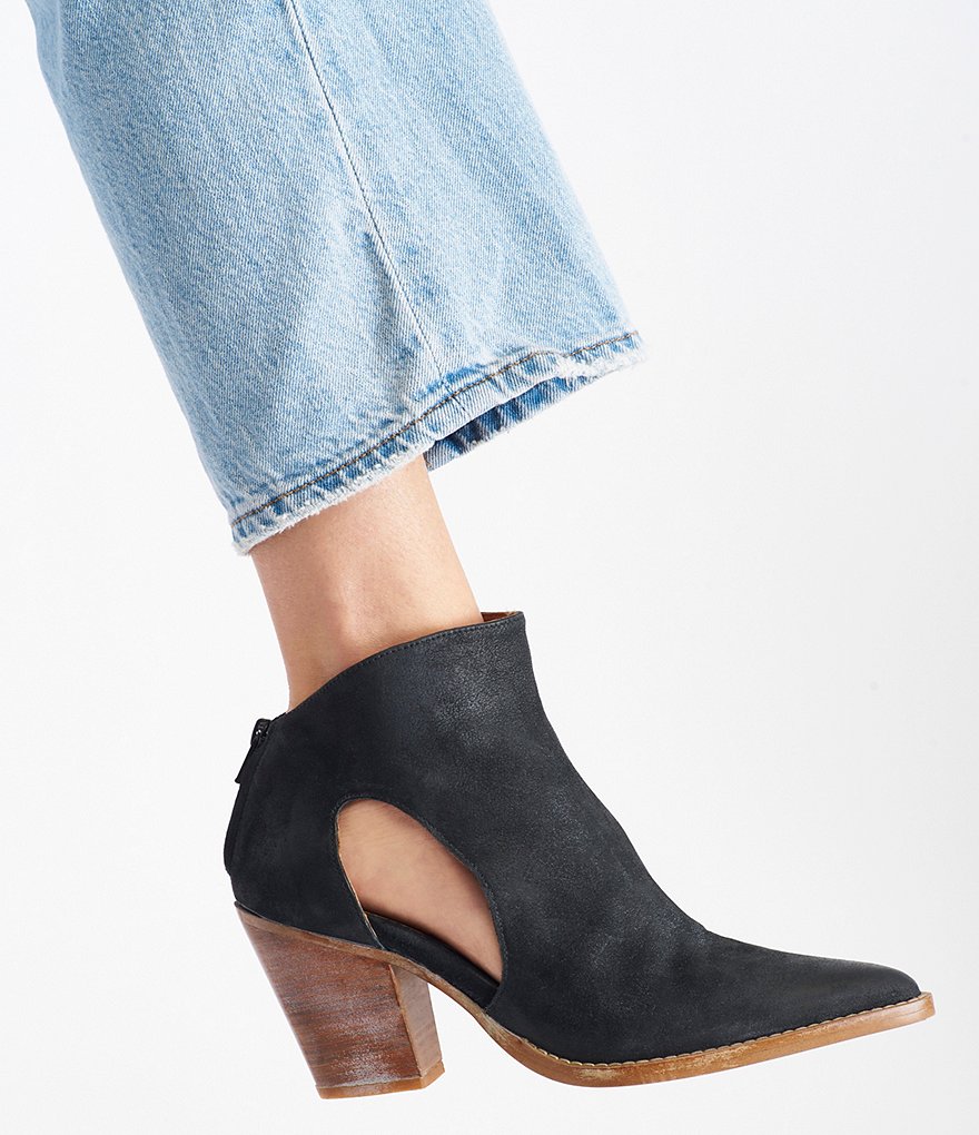 Free People Wilder Leather Side Cutout Booties