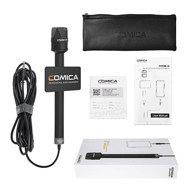 HRM-S Interview Microphone Condenser Cardioid Microphone with 3.5mm TRRS Plug, Reporter Microphone for iPhone Android Smartphone and Laptop, Handheld Mic for Interviews, Reports, Presentation