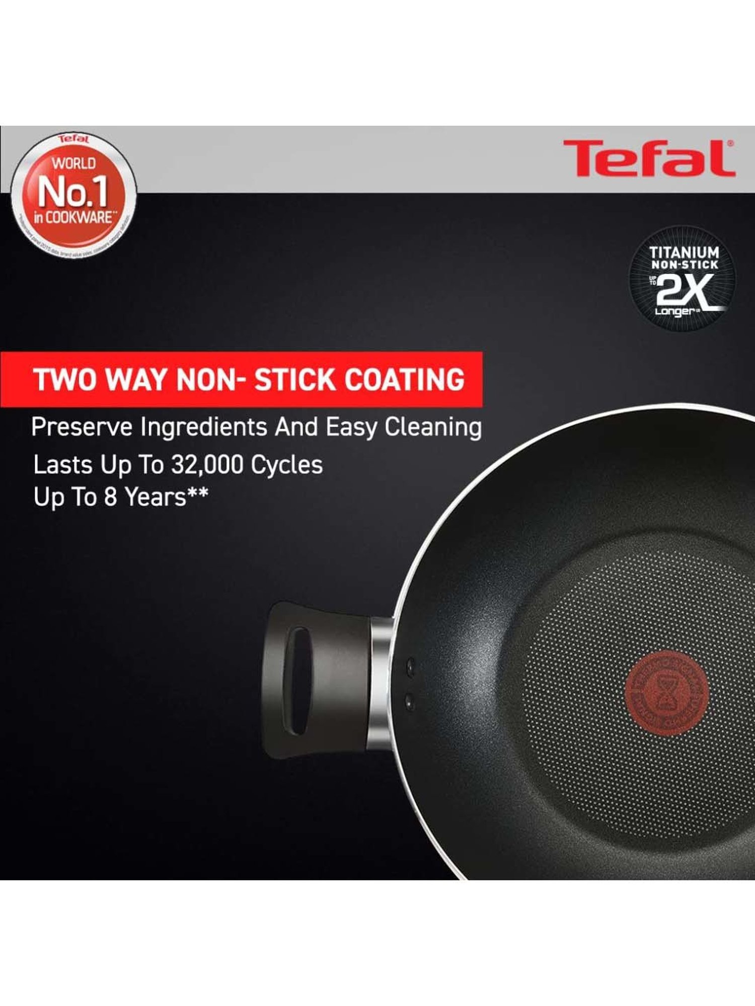 Tefal Cook and Savour Black Aluminium 28 cm Non-Stick Kadhai With Lid (1 L)
