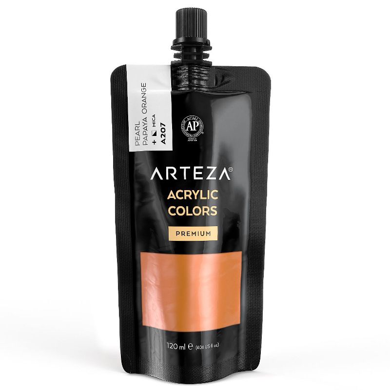 Arteza Metallic Acrylic Color, Pearl Papaya Orange, 120 ml - Single Color (ARTZ-9940)