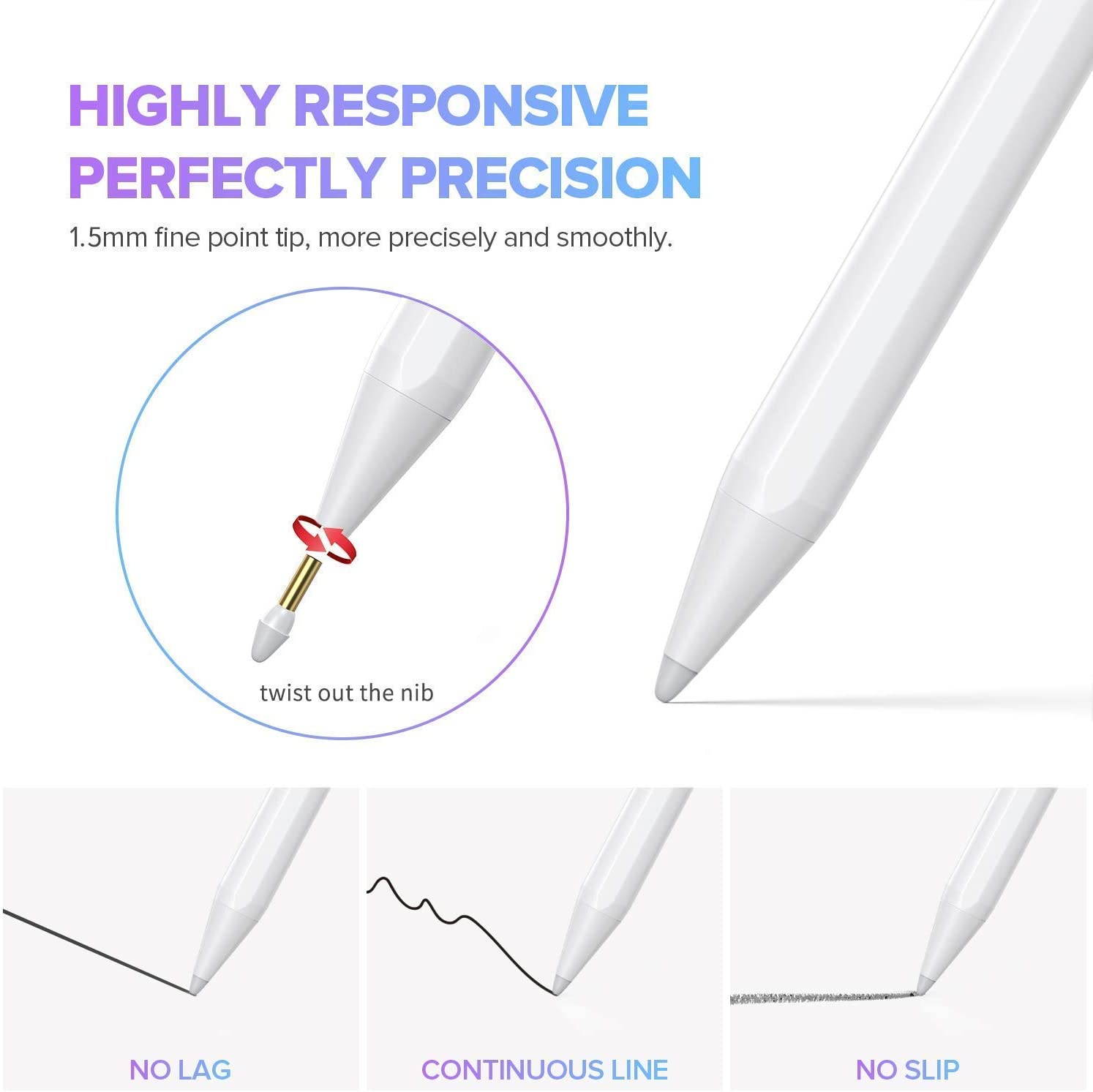 Touch pen for iPad precise writing / drawing with anti palm touch design function active touch pen compatible with iPad series (2018-2020) Apple iPad pro (11 / 12.9 inches) iPad air 3rd / 4th Gen iPad