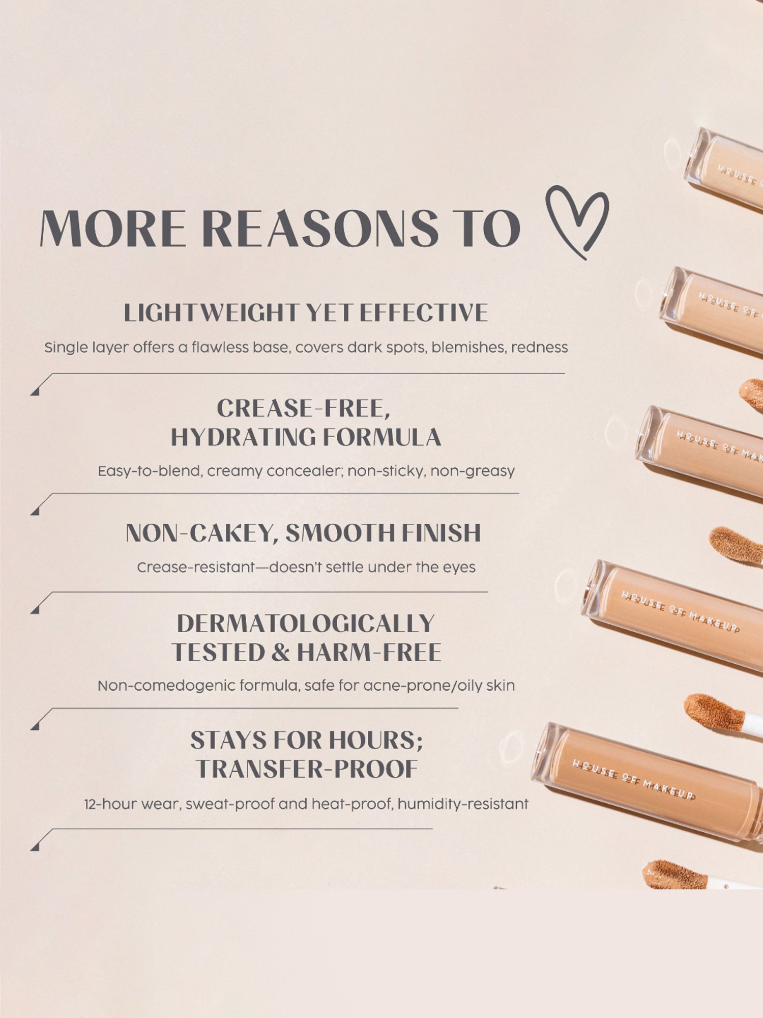 House of Makeup Zoom In Crease-Free Creamy Concealer LM01-Light-To-Medium Skin Tone - 6 ml