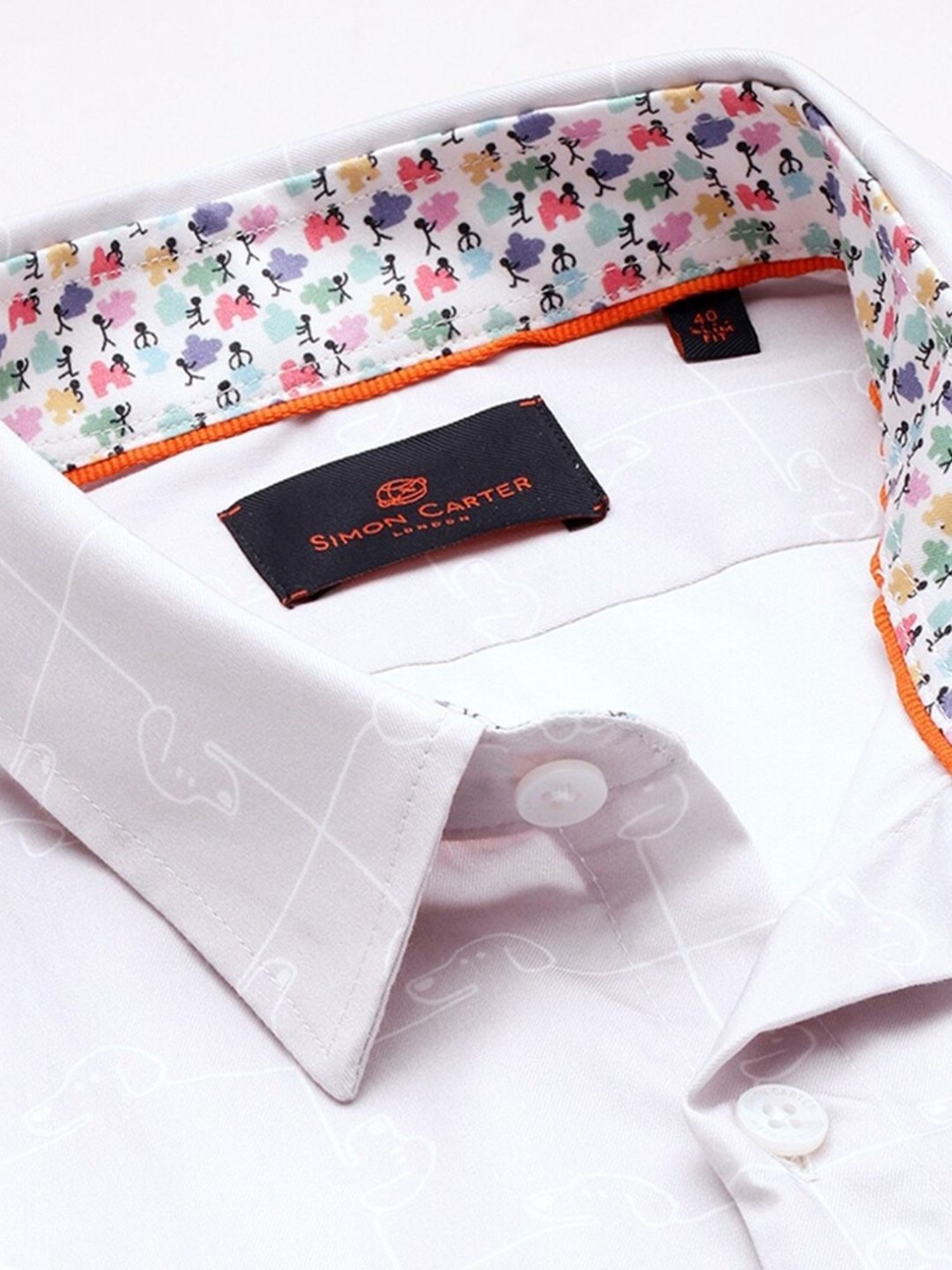 Simon Carter London Grey Printed Slim Fit Shirt