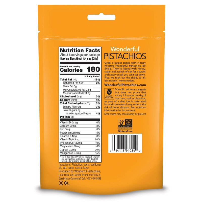 Wonderful Pistachios No Shells Honey Roasted - 5.5oz