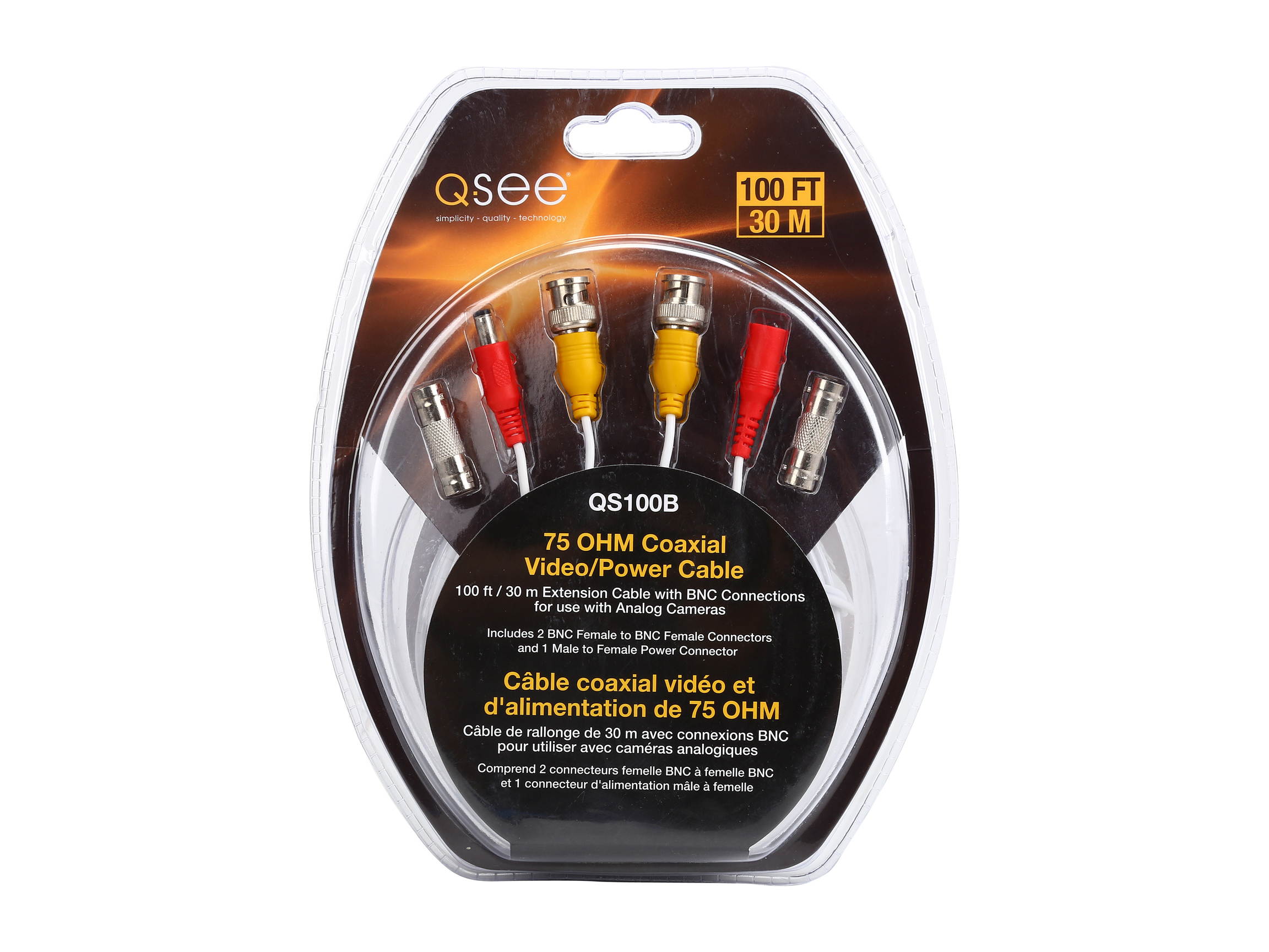 Q-See QS100B 100 ft. BNC Video & Power Cable with 2 Female Connectors