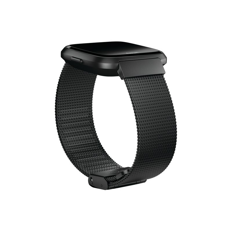 Fitbit Versa Fitness Tracker Band Adjustable - Black Stainless Steel/Metal Mesh