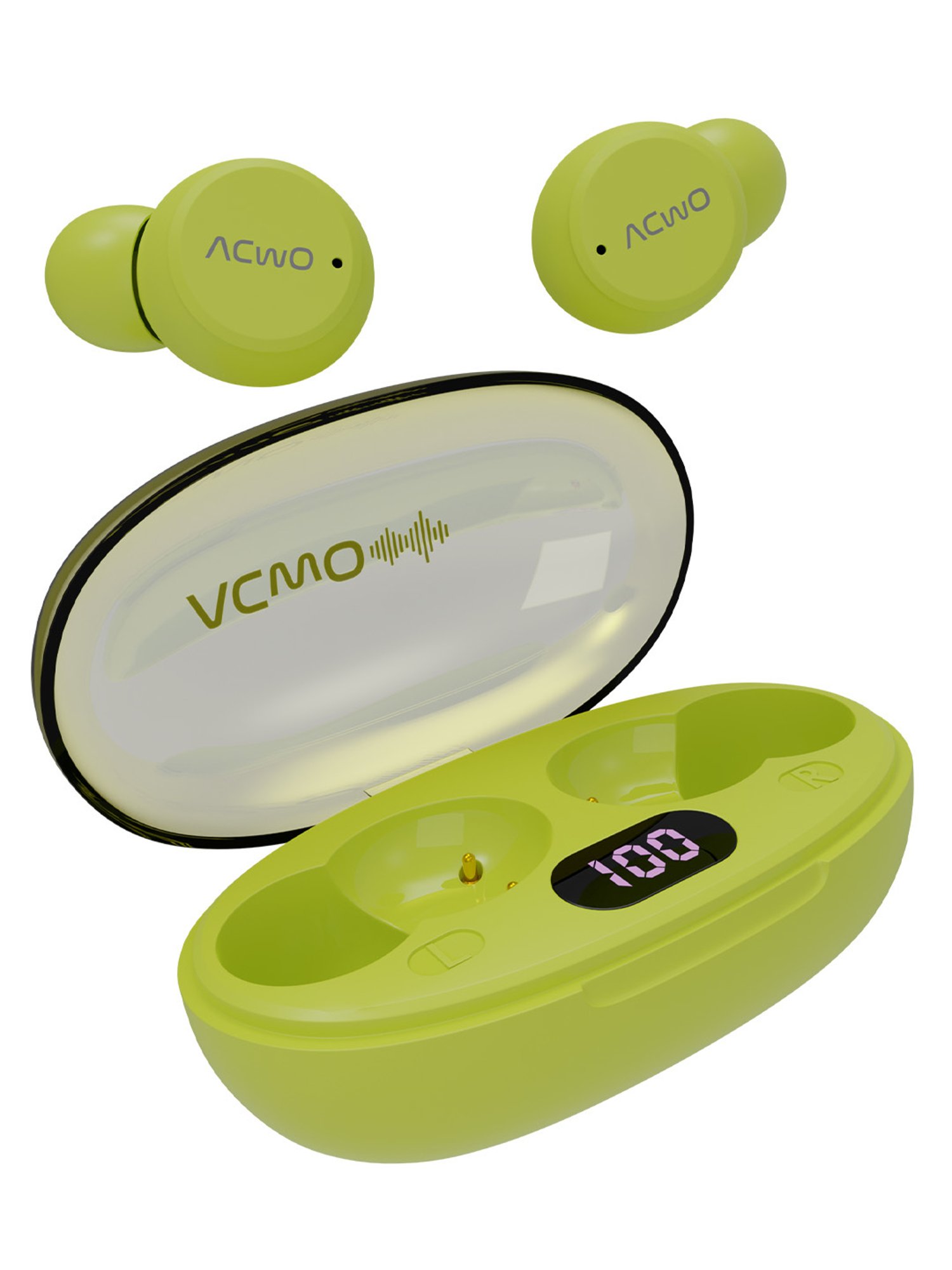 ACwO DwOTS Trans In Ear Bluetooth Earbuds with 35 Hours Playtime (Lime-Green, True Wireless)