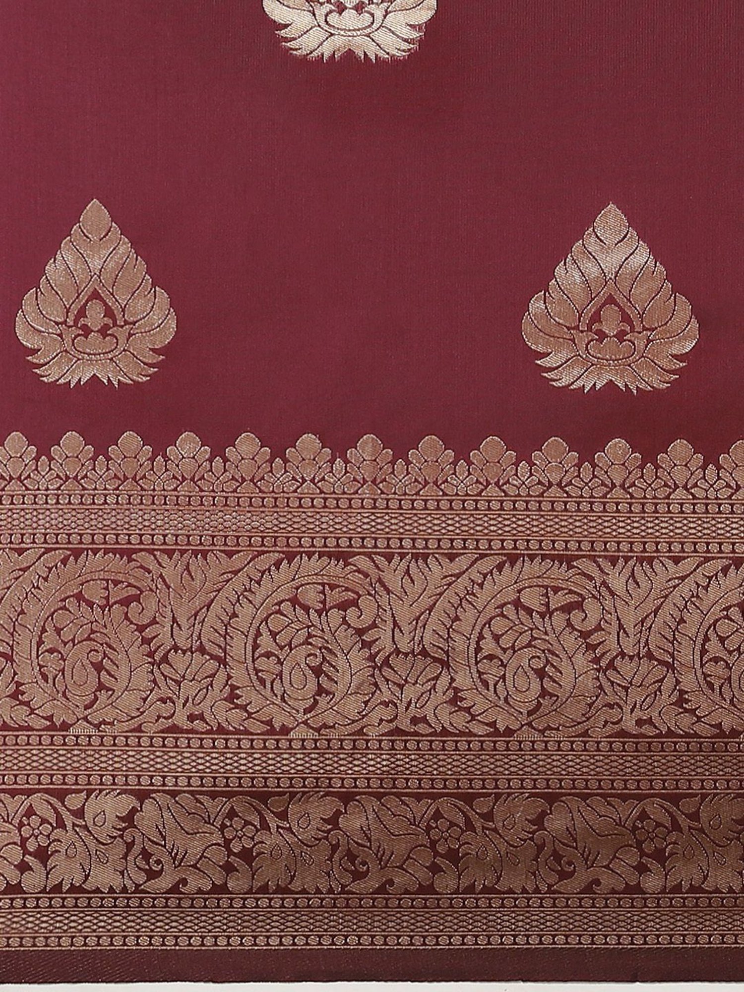 KSUT Maroon Silk Woven Saree With Unstitched Blouse