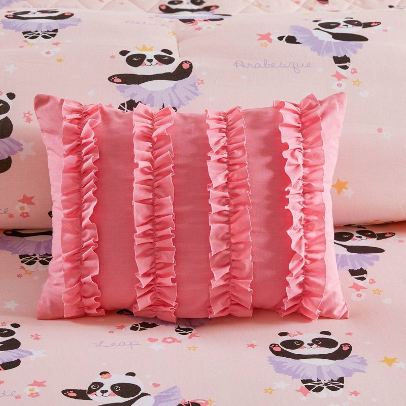 Full/Queen Patty Ballerina Panda Cotton Comforter Set Pink