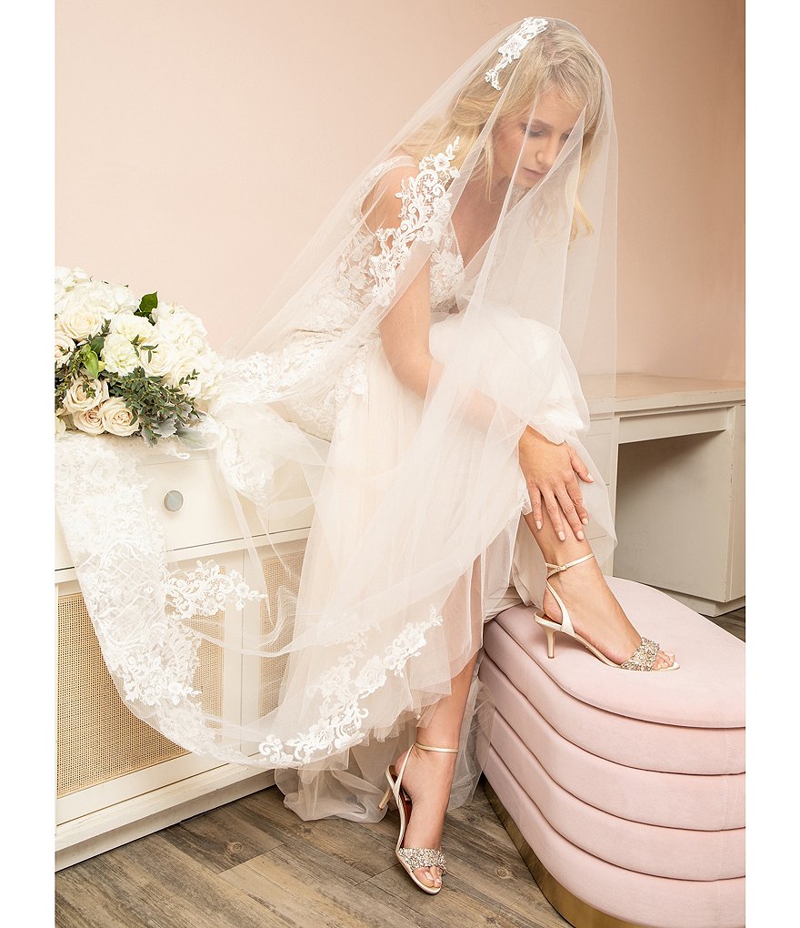 Badgley Mischka Richelle Satin Crystal Embellished Dress Sandals