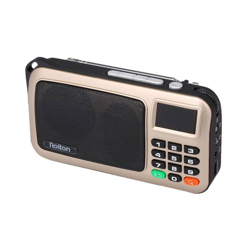 Rolton W405 FM Digital Radio Portable USB Wired Computer Speaker HiFi Stereo Receiver w/ Flashlight LED Display Support TF Music Play