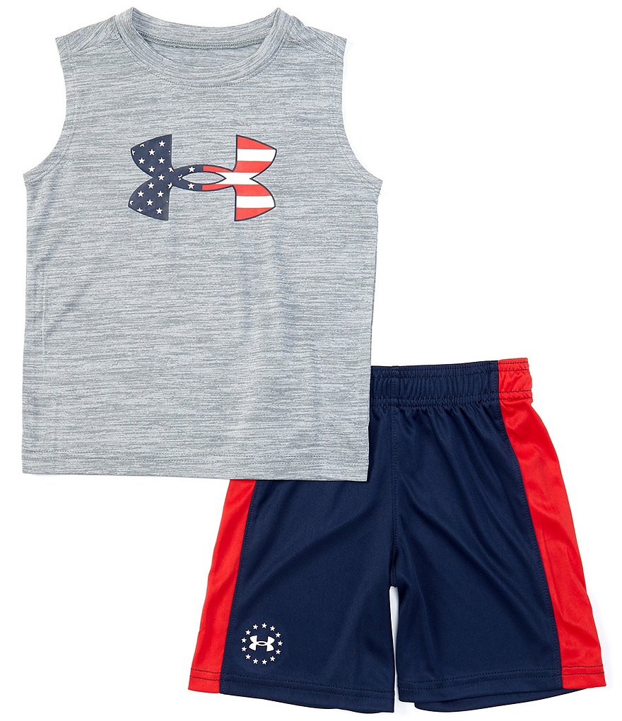 Under Armour Little Boys 2T-7 Americana Logo Tank & Racing-Stripe Shorts Set