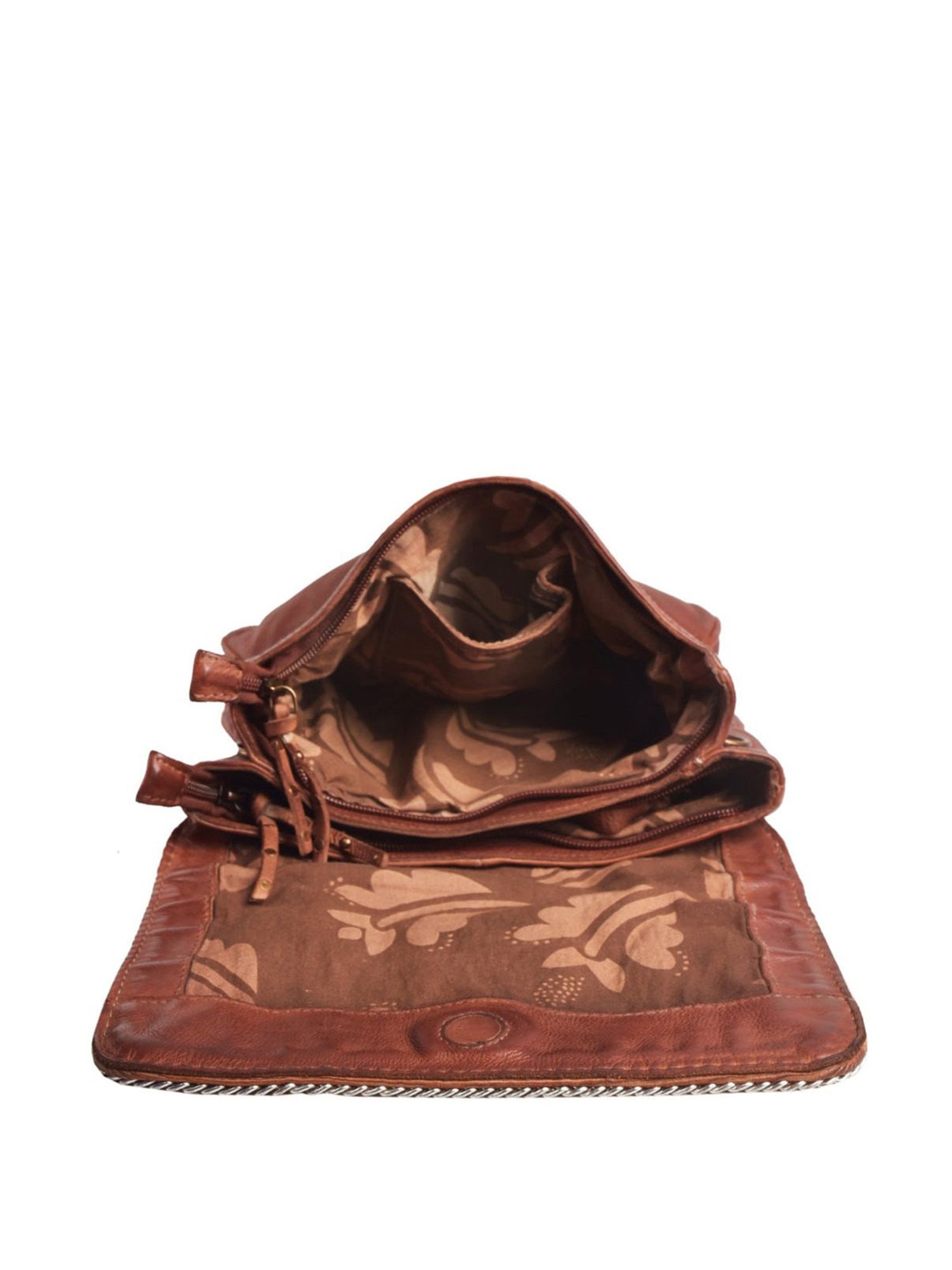 KOMPANERO Helena Tan Leather Textured Sling Handbag