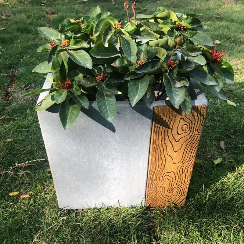 Set of 2 Kante Lightweight Modern Outdoor Concrete Square Planters Timber Ridge - Rosemead Home & Garden, Inc.