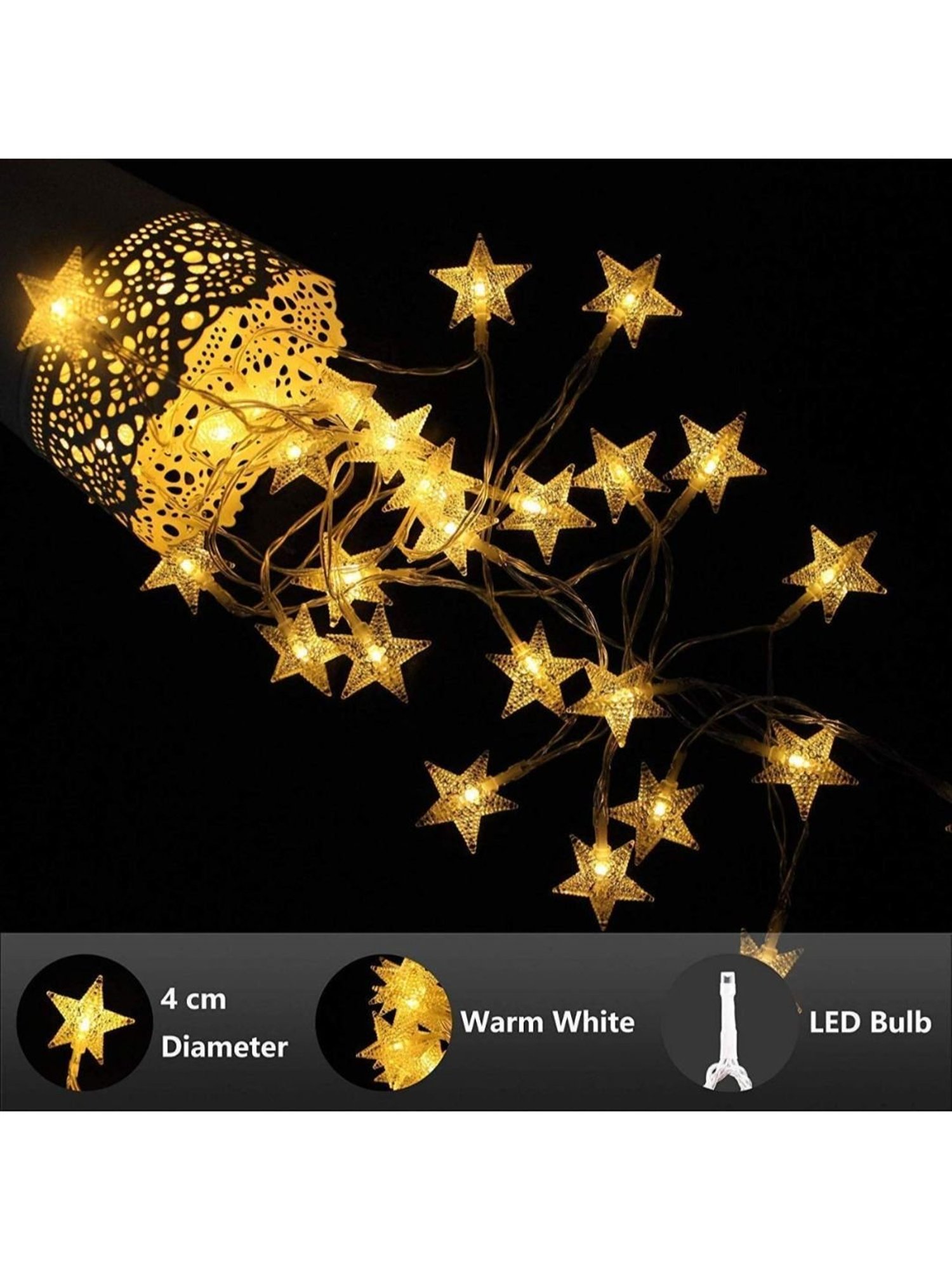 XERGY Acrylic String Star Fairy Led Light (Yellow)