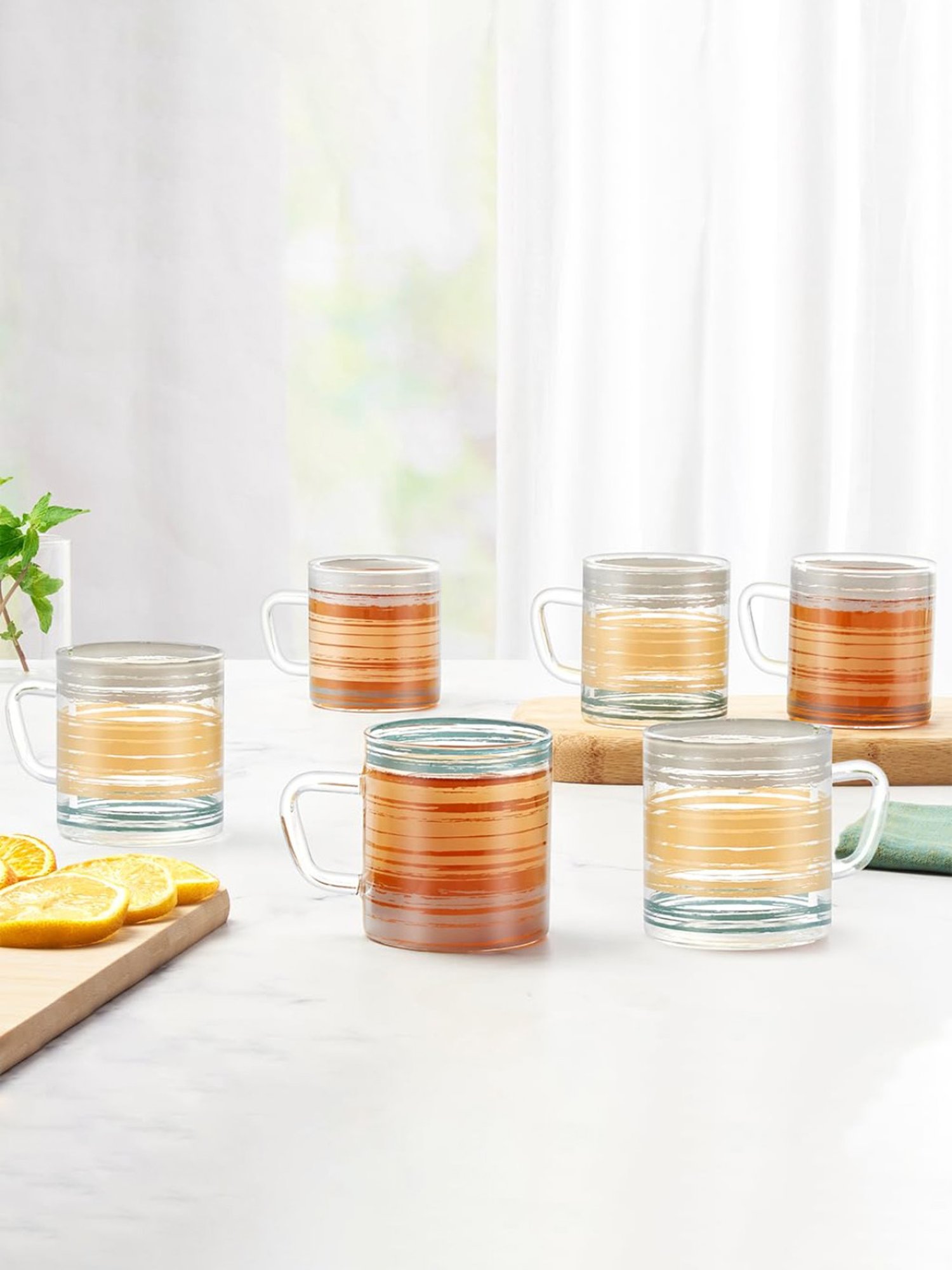 Borosil Transparent Glass Tea & Coffee Mug - Set of 6 (210 ml)