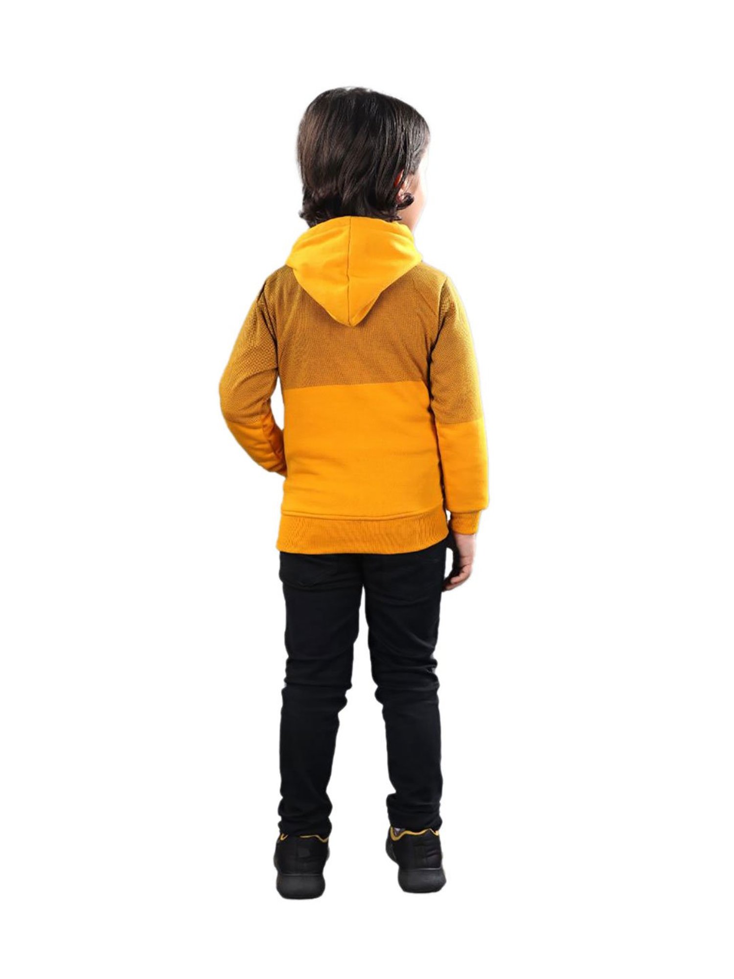 Ahhaaaa Kids Yellow Solid Hoodie