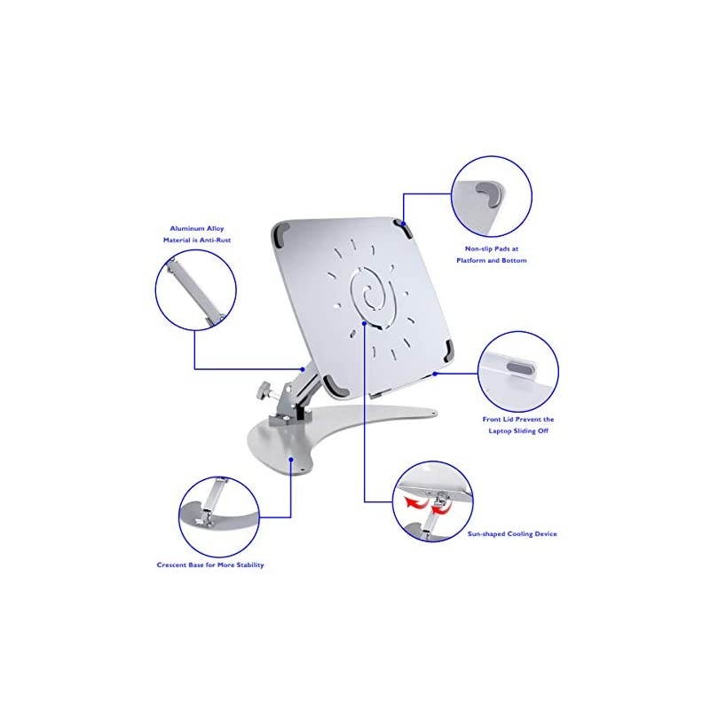 Laptop Stand Notebook Stand Aluminum Portable Laptop Holder Cooling Portable PC Stand Silver