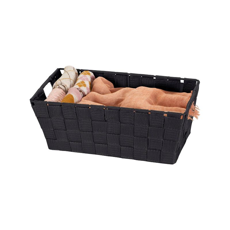 Simplify Small 6.5" Woven Strap Storage Bin Black