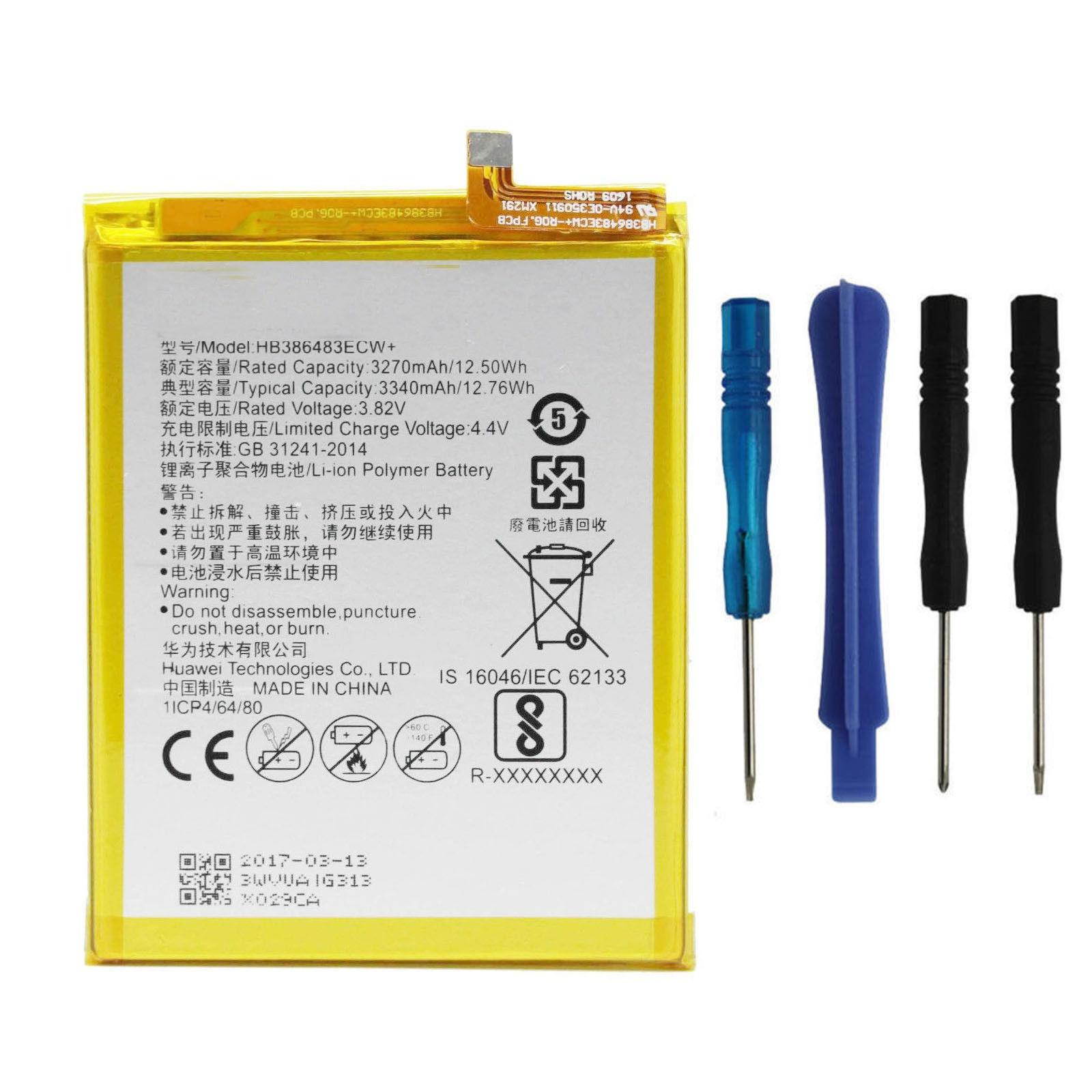HB386483ECW+ 3340mAh Battery + Tools For Huawei Maimang 5,Honor 6X,G9 Plus