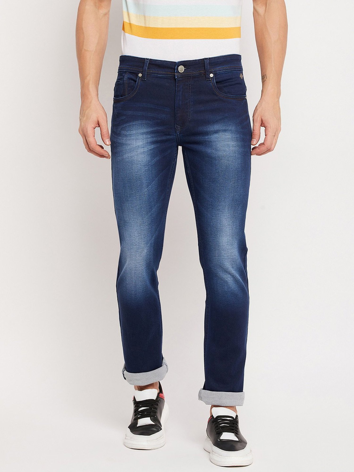 Duke Dark Blue Slim Fit Lightly Washed Jeans