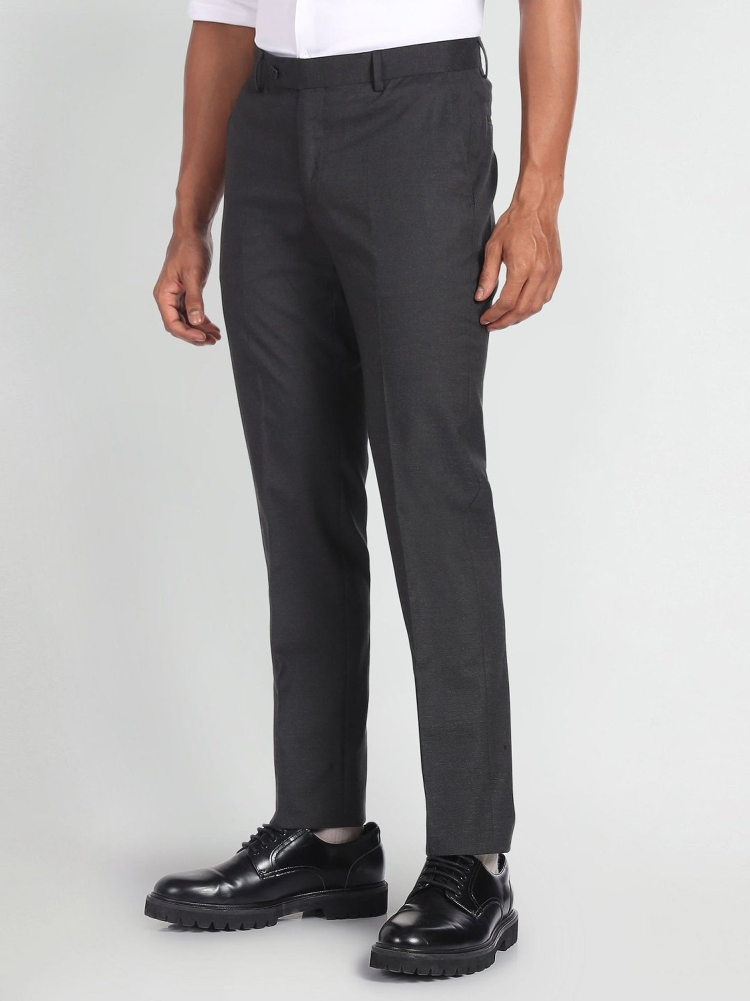 Arrow Grey Regular Fit Trousers