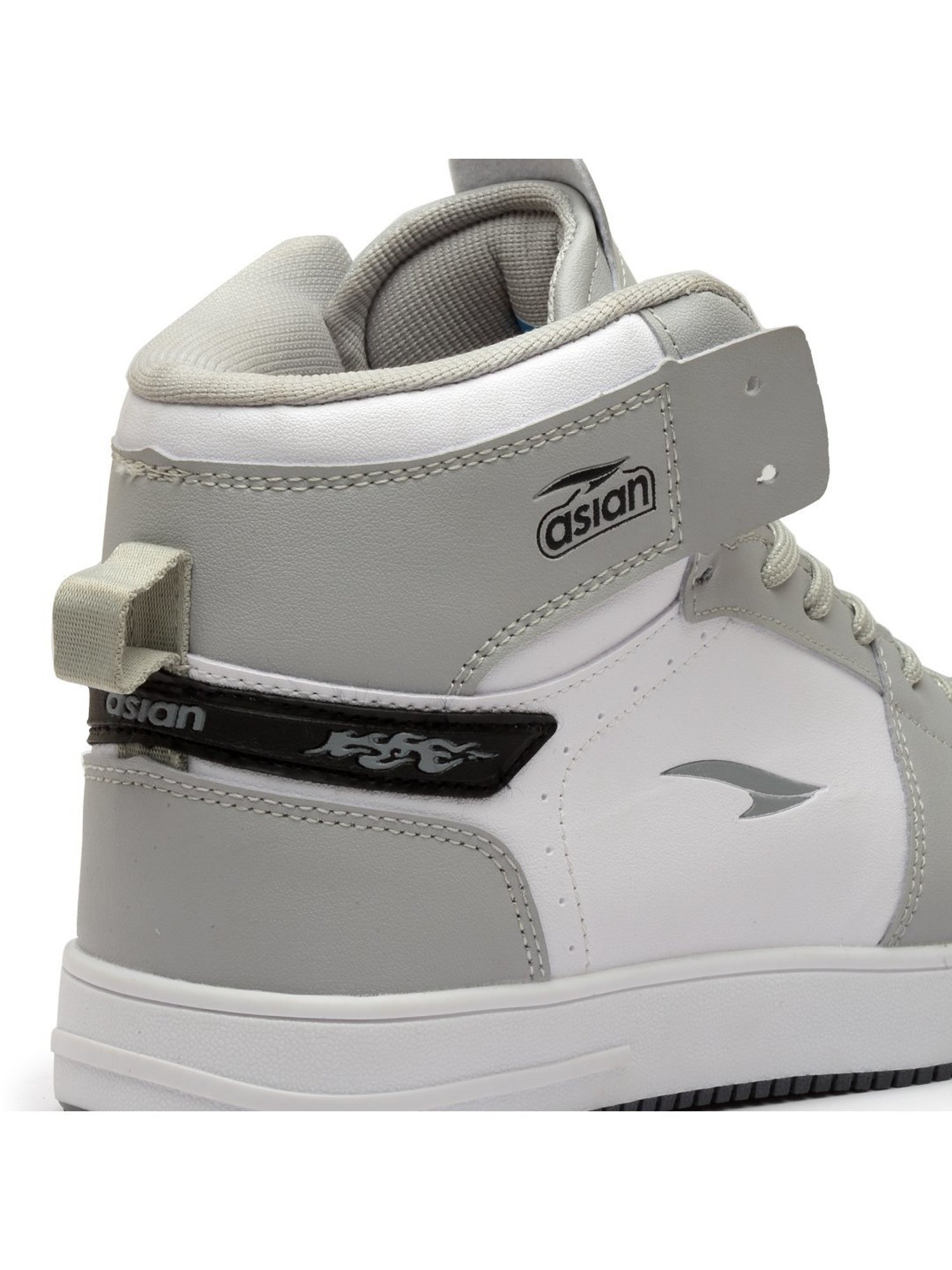 Asian Men's Grey & White Ankle High Sneakers