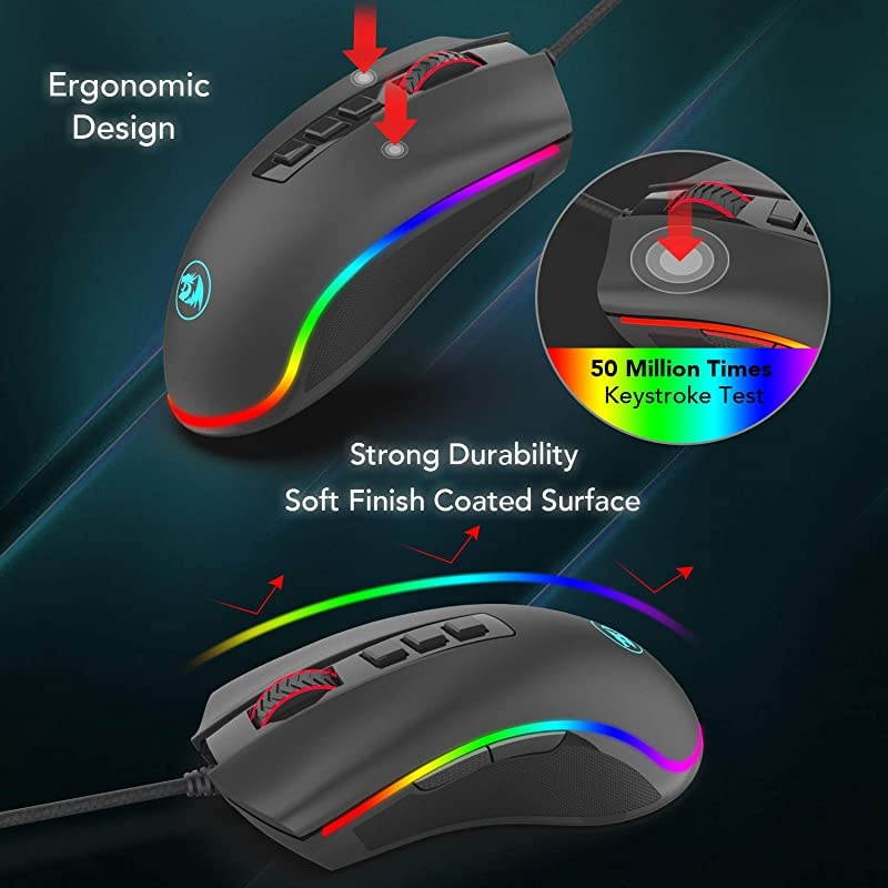 M711FPS Cobra FPS Optical Switch LK Gaming Mouse with 168 Million RGB Color Backlit 24000 DPI 7 Programmable Buttons