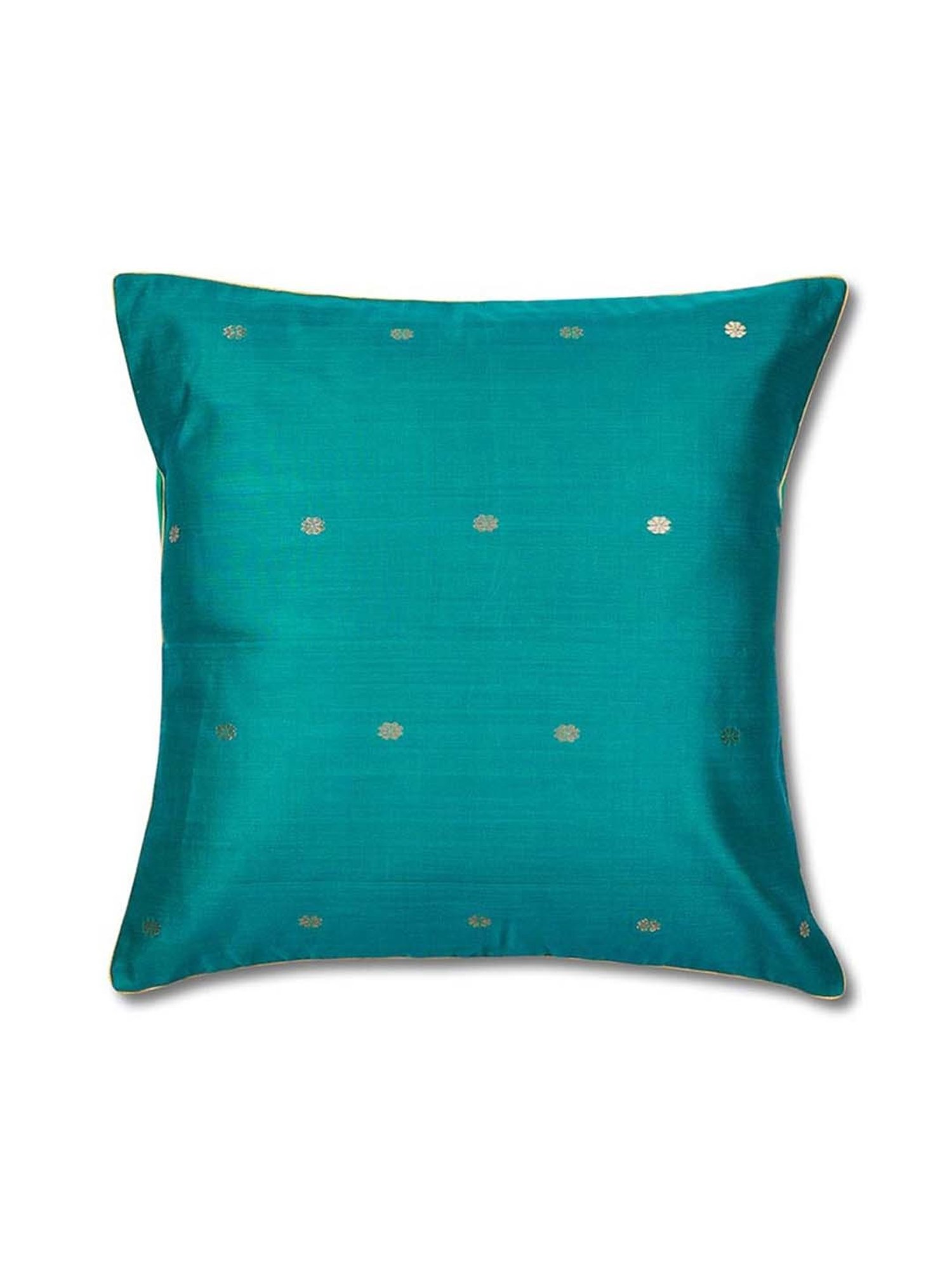 Fabindia Deeva Teal Cotton Blend Cushion Cover