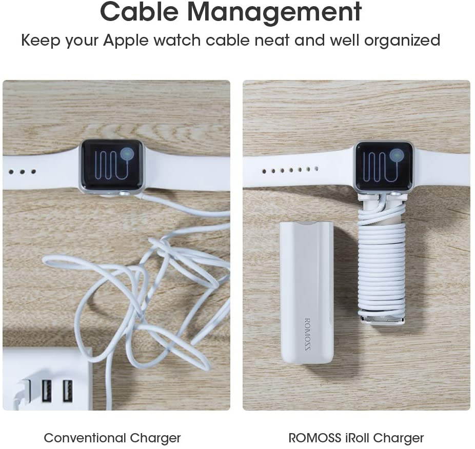 ROMOSS Apple Watch Charger, 3250mAh Portable Charger for All Apple Watch Series, Dual Port 2A Output for iPhone X/8 Plus/8/7Plus/7/6 Plus/6S and more USB devices-White (Apple Watch Cable Not Included)