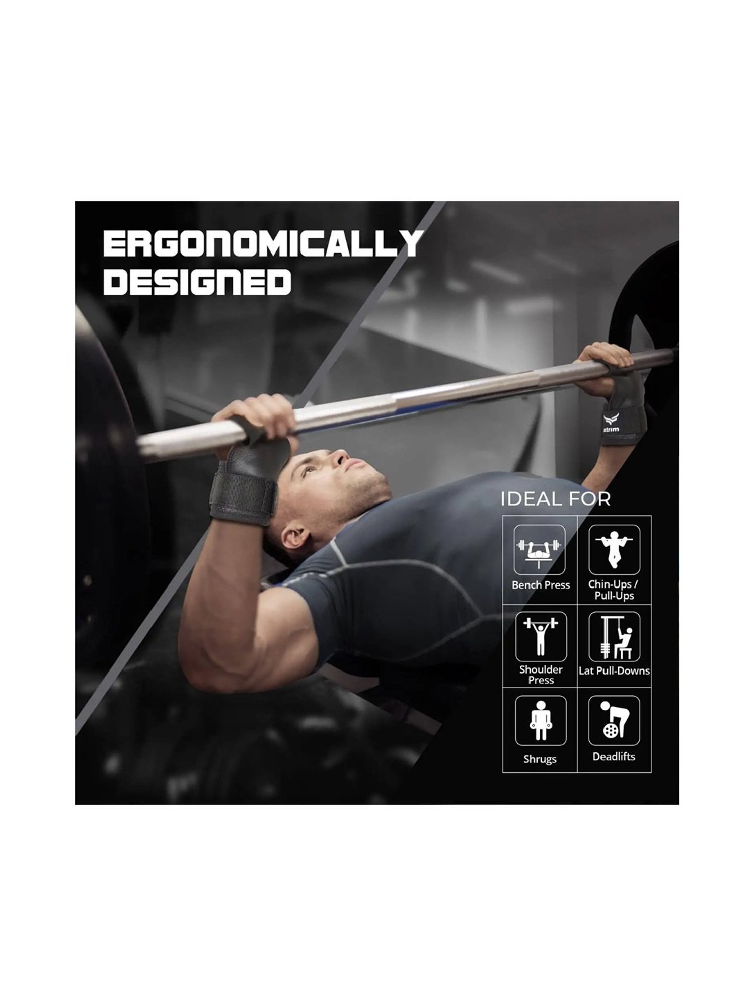 Xtrim Natural Leather Weight Lifting Grip (Black)