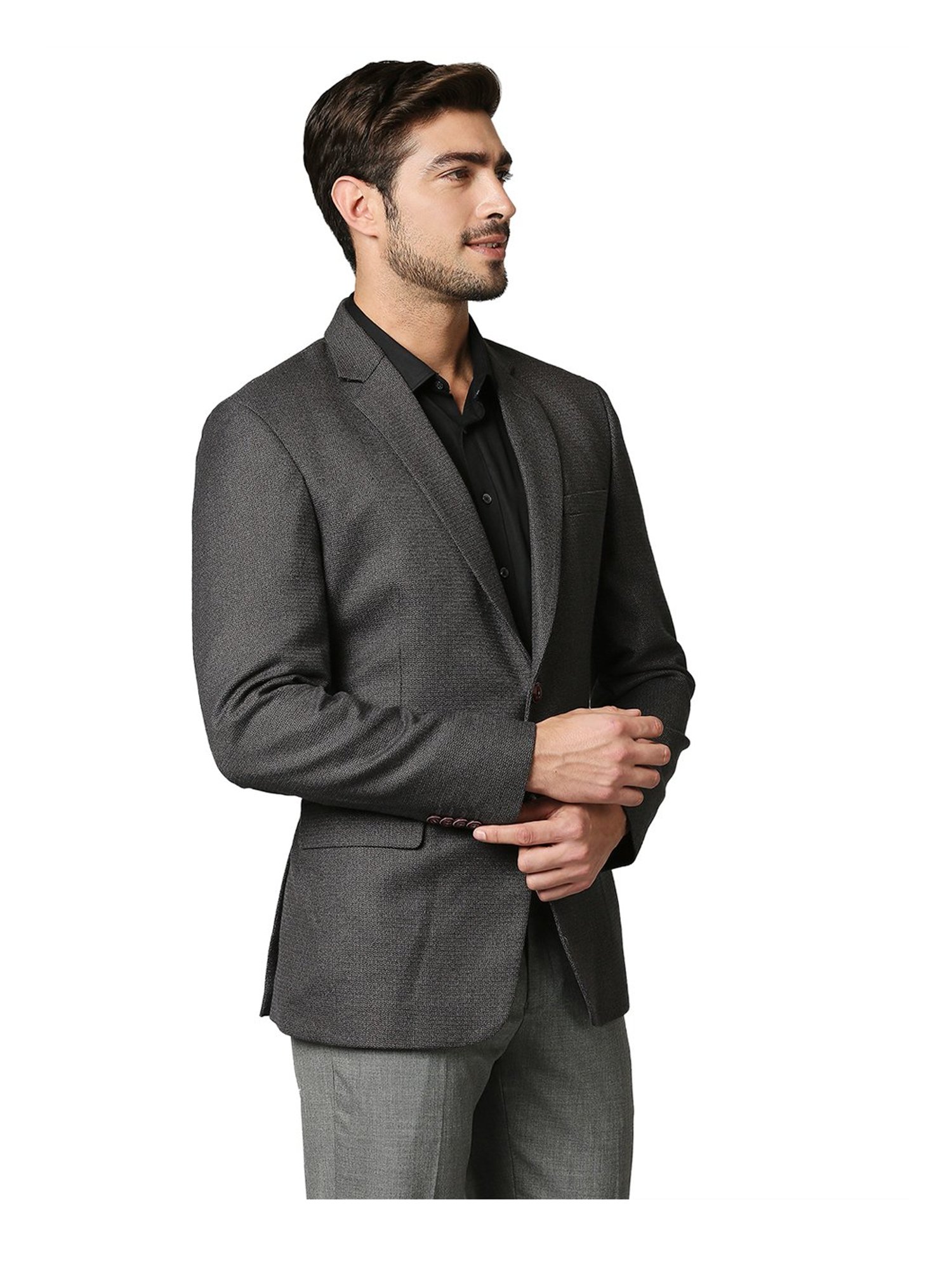Raymond Dark Grey Textured Blazer
