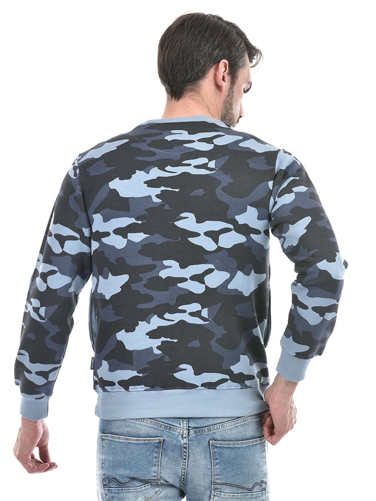 Integriti Blue Regular Fit Camo Print Sweatshirt