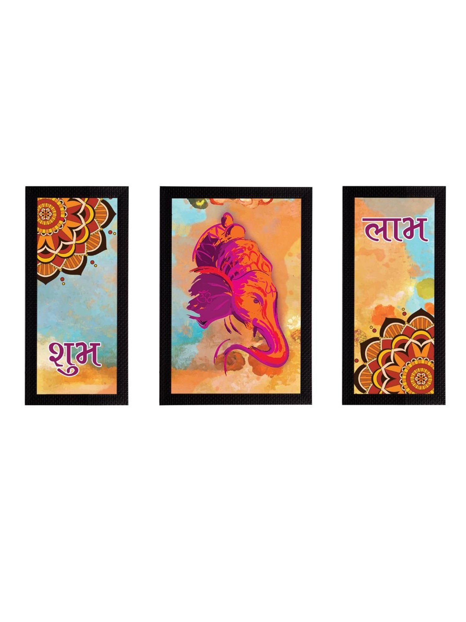 eCraftIndia Set of 3 Lord Ganesha Satin Matt Texture UV Art Painting