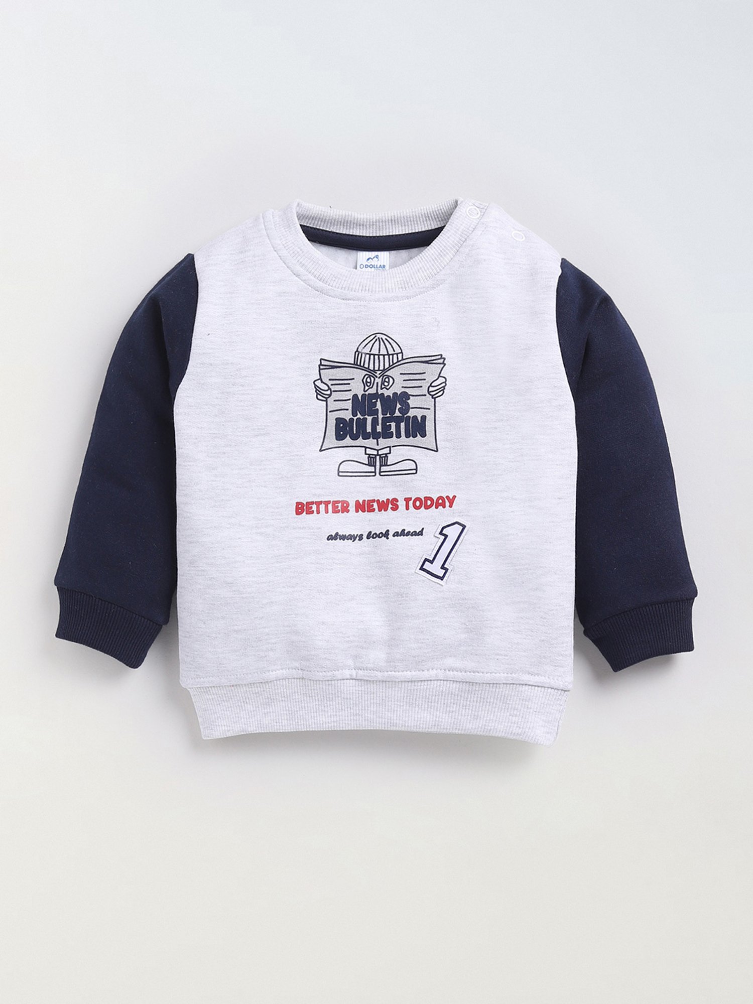 Dollar Kids Grey & Blue Printed Full Sleeves T-Shirt with Jeans