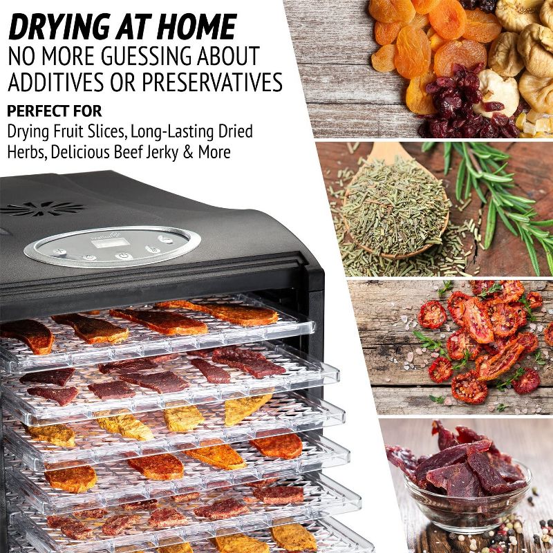 Ivation 9 Tray Countertop Digital Food Dehydrator Drying Machine 600w with Preset Temperature Settings, Auto Shutoff Timer and Even Heat Circulation for Beef Jerky, Fruits, Vegetables & Nuts