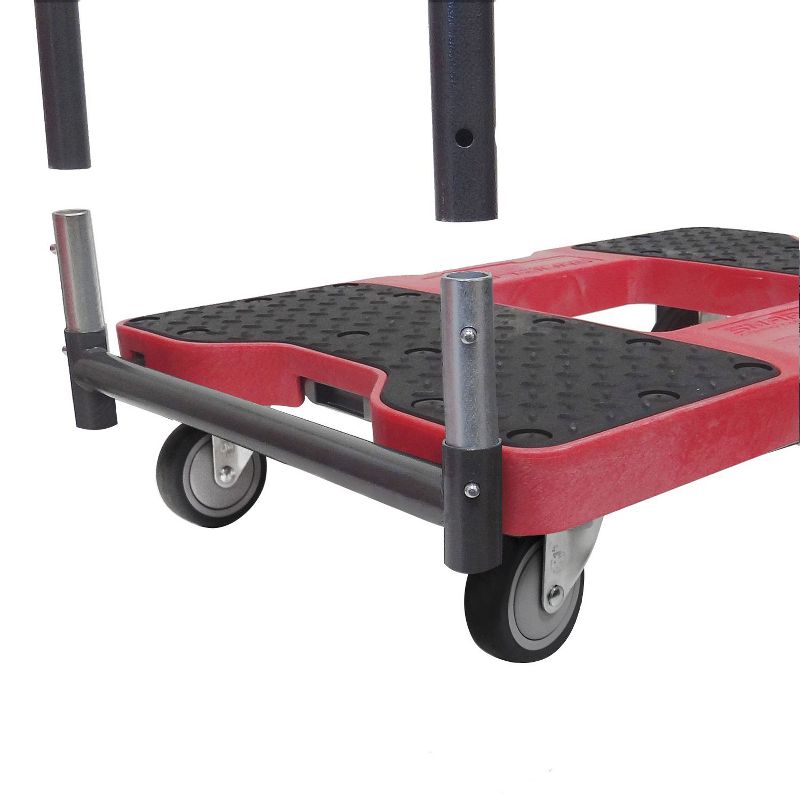 Snap Loc 1,500 lb Capacity Industrial Strength E Track Push Cart Dolly Red, Heavy Duty 4 in Polyurethane Swivel Non Marking Caster Wheels