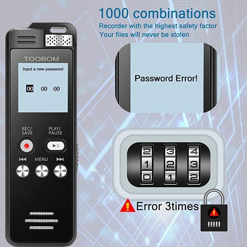 16GB Voice Recorder  1536kbps Digital Voice Activated Recorder with Playback 2020 Upgraded Sound Audio Recorder Line in for LecturesMeetingsInterviewsPasswordSupports128GB TF Card Dark