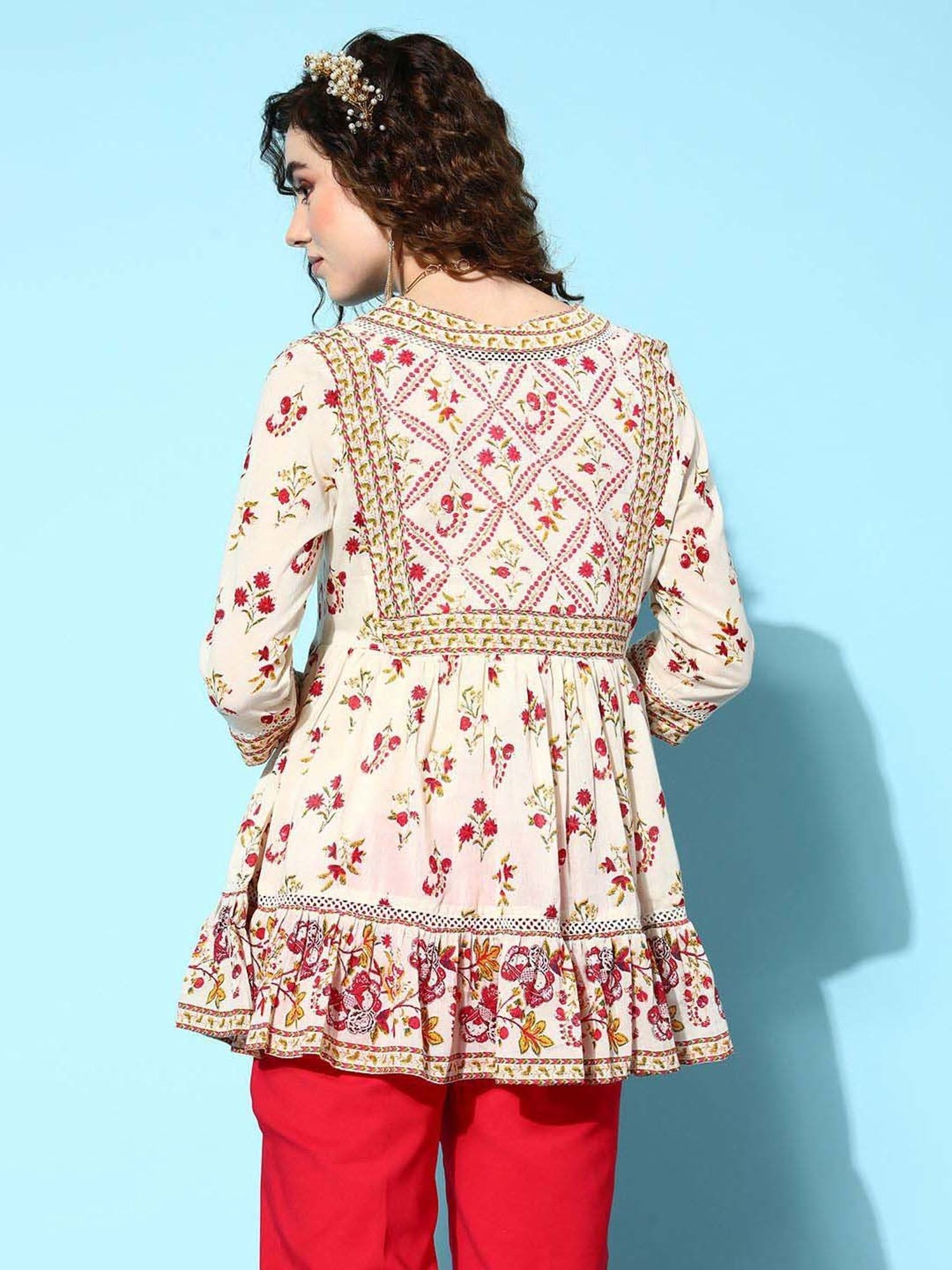 Ishin Off-White Printed Top