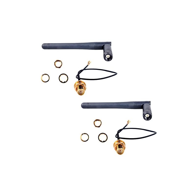 UFL to SMA Female Connector Pigtail Cable IPX to SMA Male SMA to IPX 1.13 15cm for 2.4G 5DB WiFi Indoor Omni-Directional Antenna Pack of 2