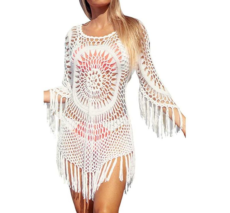 Women's White Crochet with Fringe Trim Cover Up - Cupshe  - One Size Fits Most, White