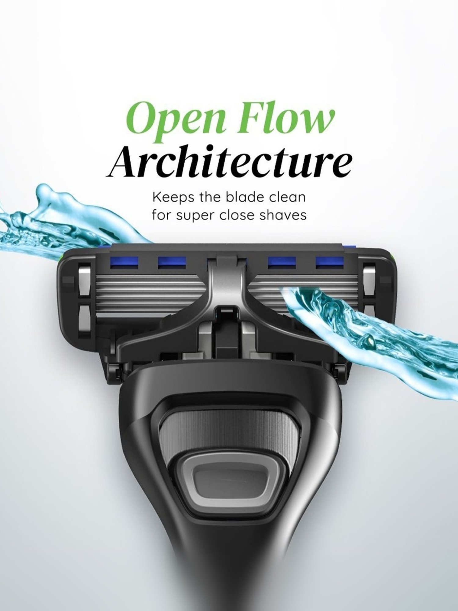 LetsShave Pro 6 Sensitive Shaving Blades - Pack of 4 (Green/Blue)