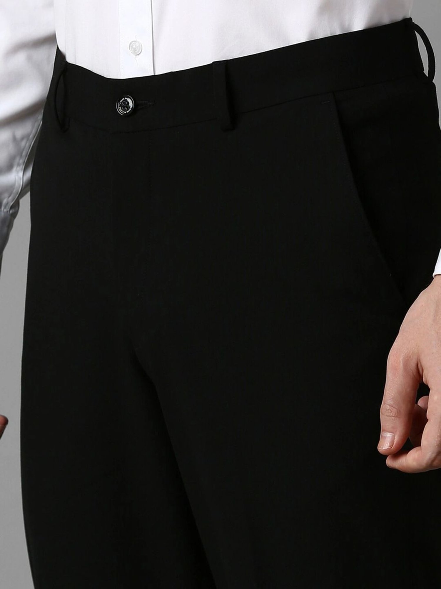 Louis Philippe Black Slim Fit Trousers