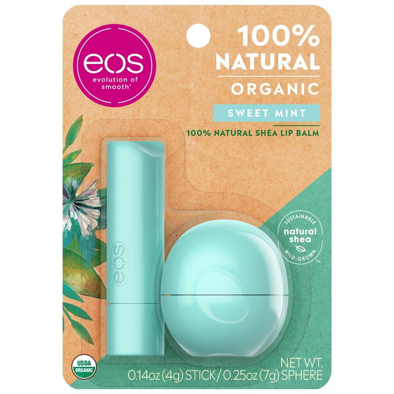 eos Natural Stick and Sphere Lip Balm - Sweet Mint - 2pk/0.39oz
