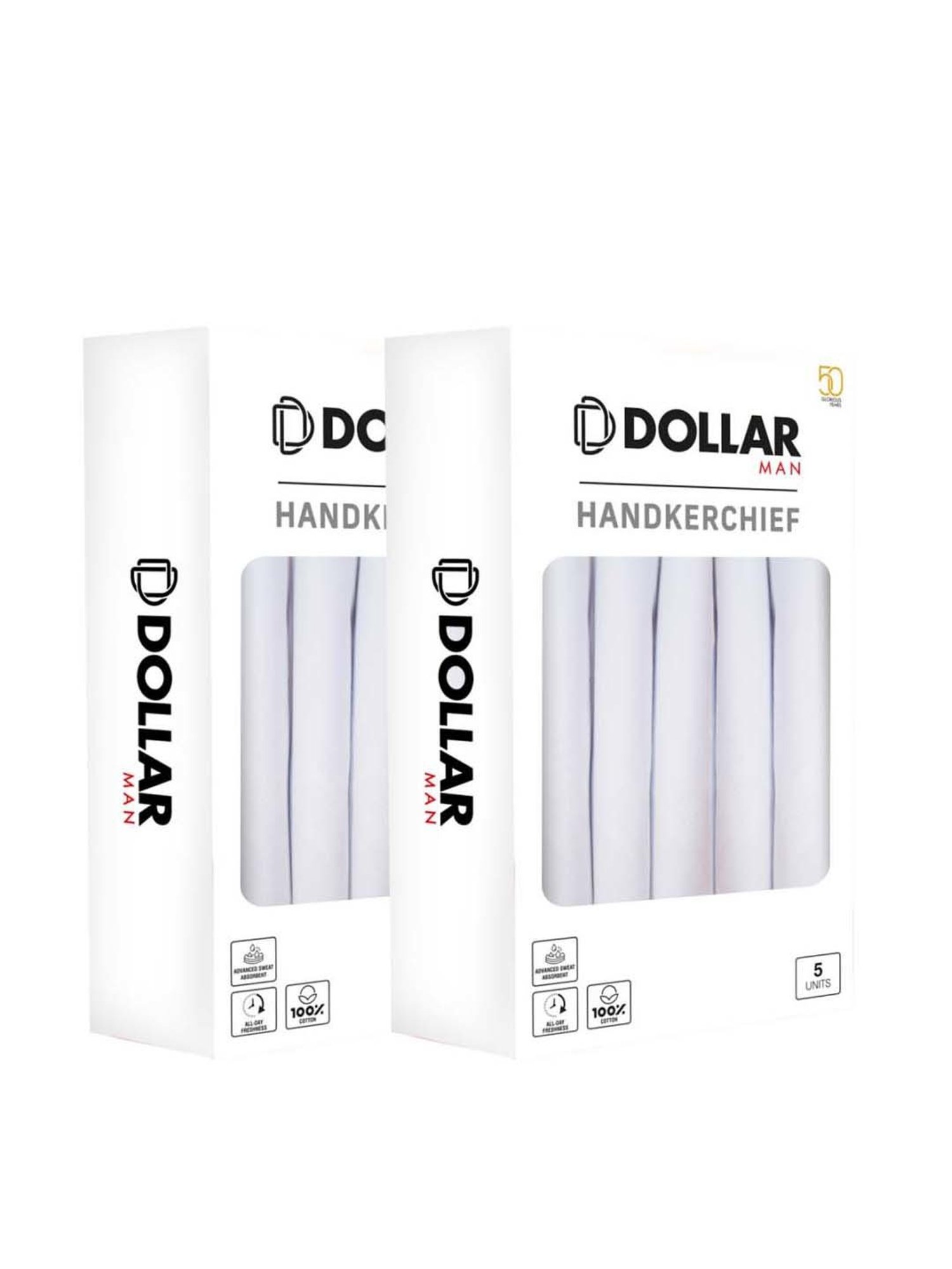 Dollar White Solid Handkerchiefs for Men - Pack of 10